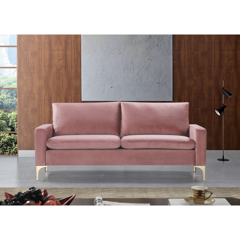 Cottleville 54.72'' Velvet Loveseat, Rose Pink, 33"H x 76" W x 31" D