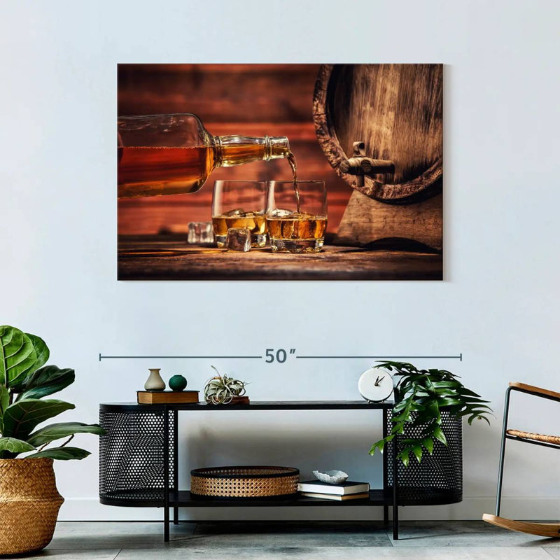 Impression sur toile de verre whisky, H 30 po x l 45 po x P 1,25 po