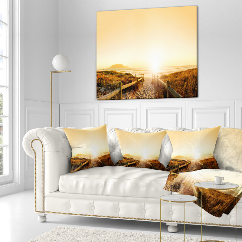 Plage près du Cap - Coussin décoratif à imprimé paysage