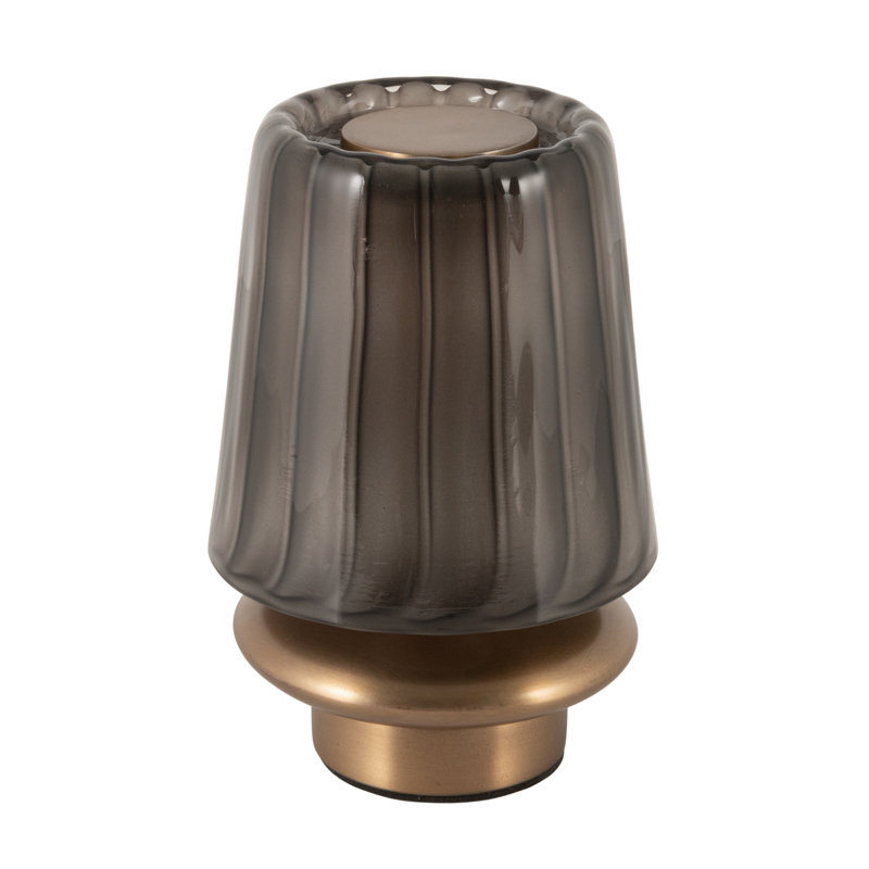 Lampe de table ronde en métal et verre à DEL avec capteur tactile, Gris