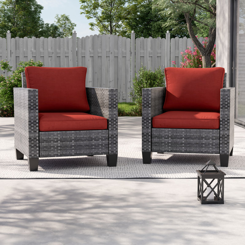 Chaise de patio avec coussins Chamisa, Rouge brique