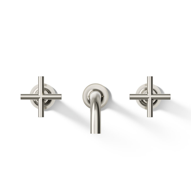 Purist® Wall Mounted Bathroom Faucet, Vibrant Polished Nickel, Cross Handle