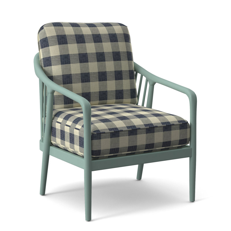 Guinevere Armchair, Sea Glass, Blue Buffalo Check; 0120-61