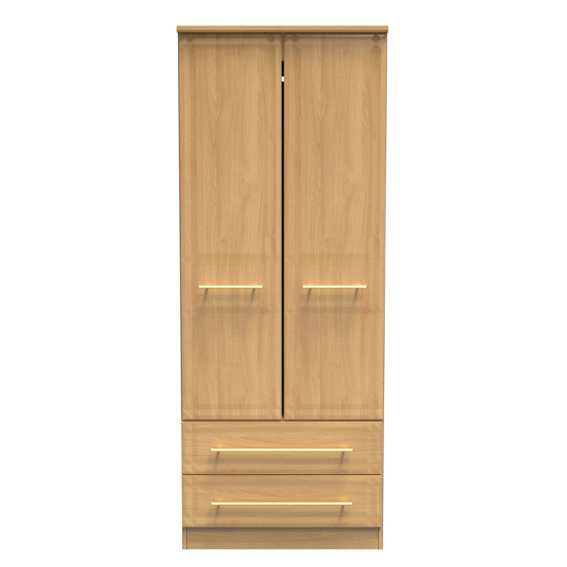 Fully Assembled 3 Door Wardrobe, 197cm H x 74cm W x 53cm D, Modern Oak
