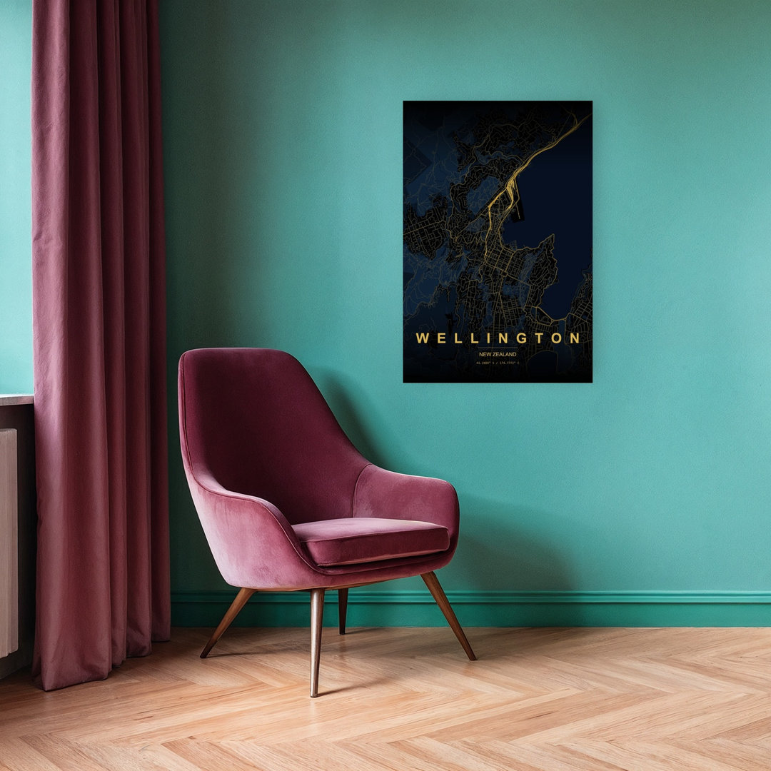 Wellington Map Abstract Geometric Minimalist City Wall Art Print