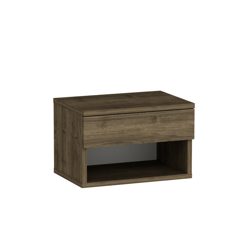 Rebouche 44cm W Particle Board Bedside Table, Walnut