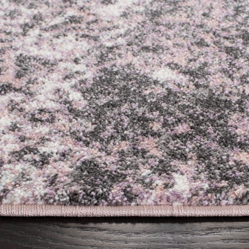 Tapis rose / gris à motif abstrait Brentley, Rectangle 10 pi 6 po x 14 pi