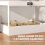 Cage pour animal de compagnie avec couvercle ouvert et serrure, cabane, accessoires, blanc