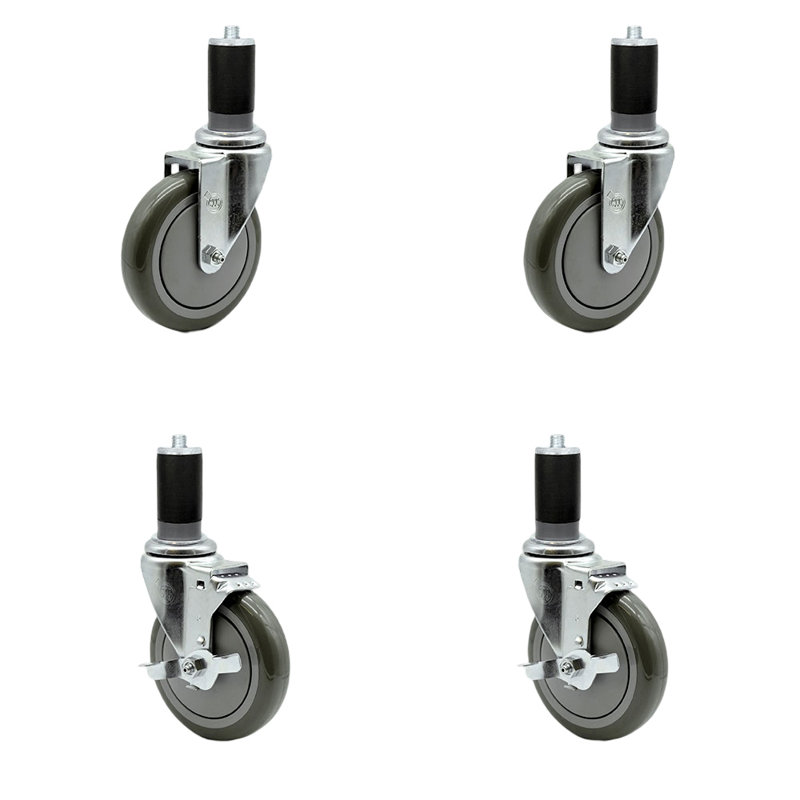 Roulettes extensibles avec 2 freins, gris