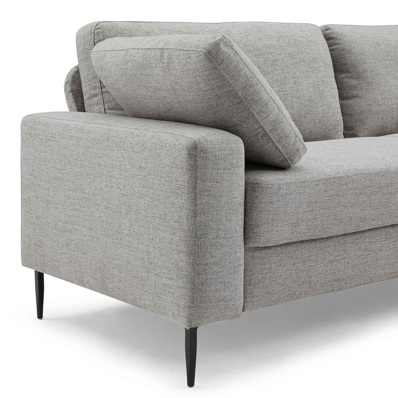 Etta 214.1Cm Velvet Square Arms Sofa, Light Grey Polyester
