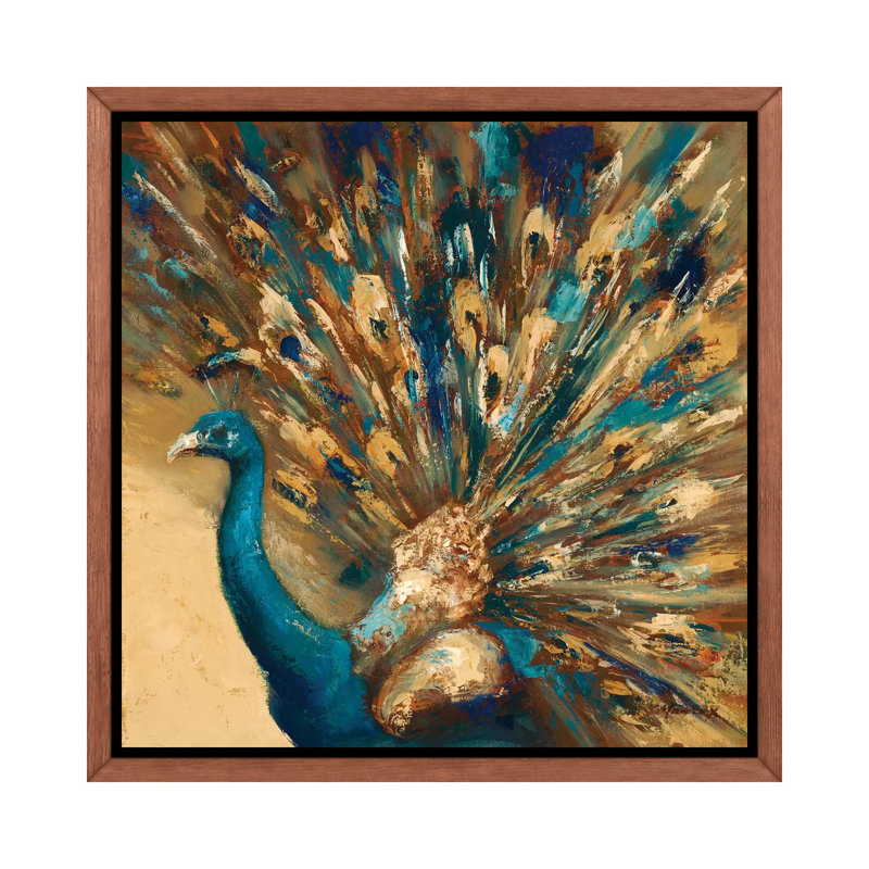 Proud Peacock par Julianne Marcoux - reproduction d'art encadrée, H 26 po x l 26 po x P 1,5 po