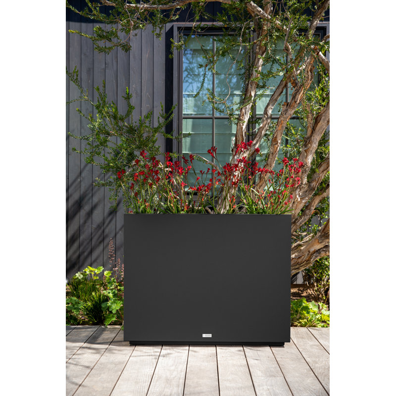 Block Series Span Planter, 30” H x 38” W x 10” D, Black