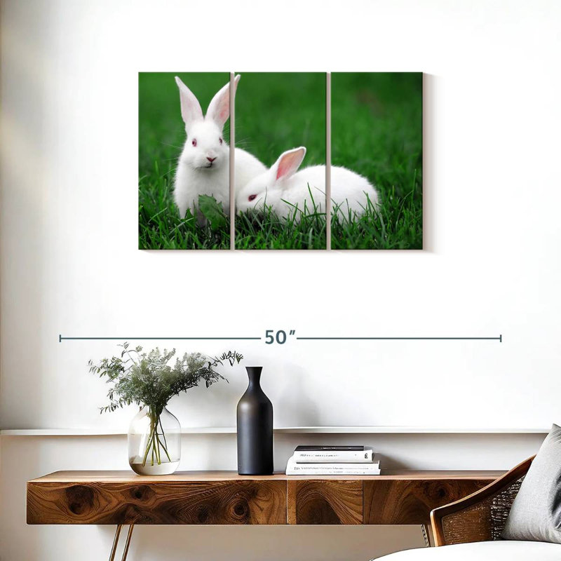 Two Albino Rabbits, 20" H x 33" W