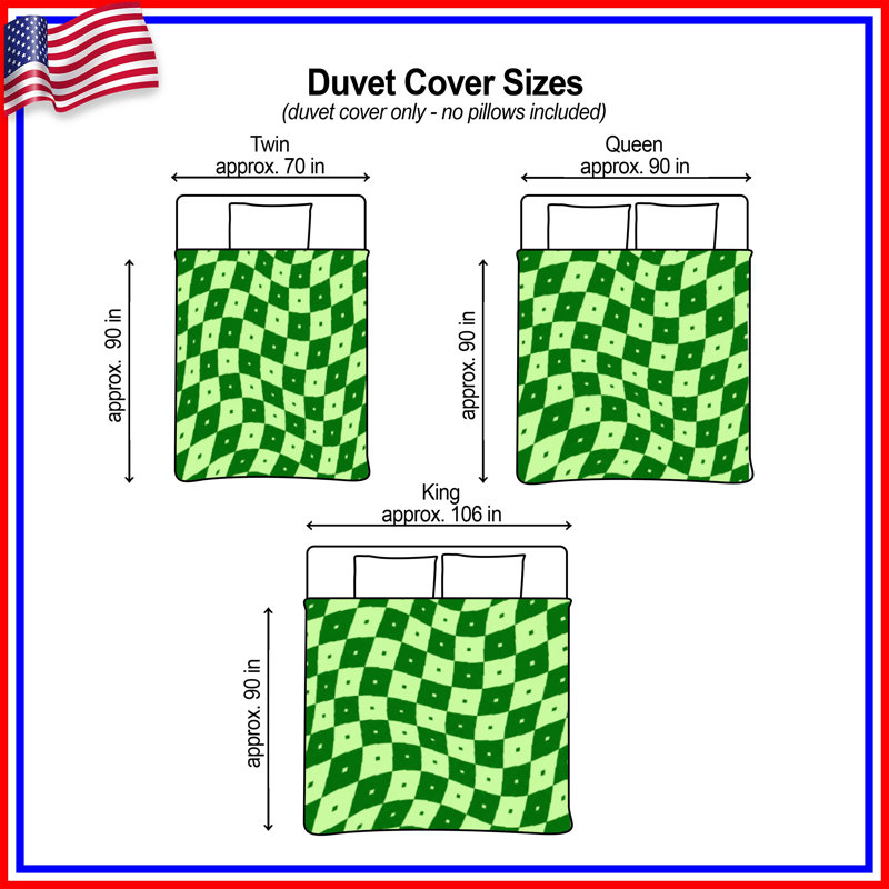Housses de couette vertes à carreaux ondulés, King