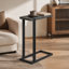 Table d'appoint, en forme de C, bout, côté, collation, salon, chambre à coucher, stratifié noir, métal noir, contemporain, moderne-1450744008