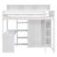 Lit mezzanine simple en bois avec plusieurs tablettes de rangement et garde-robe, blanc