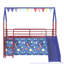 Lit mezzanine simple en métal avec glissade et rideau-436066066