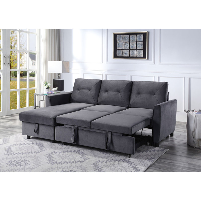 Canapé-lit modulaire réversible en velours de 83 po avec rangement