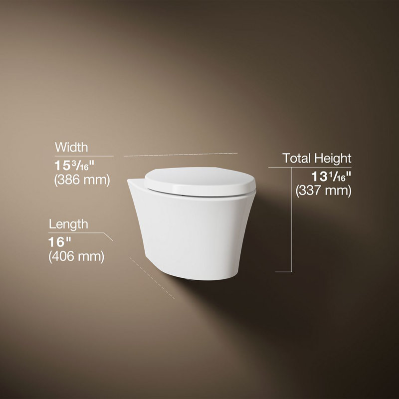 Veil Wall-Hung Compact Elongated Toilet, Dual-Flush, White