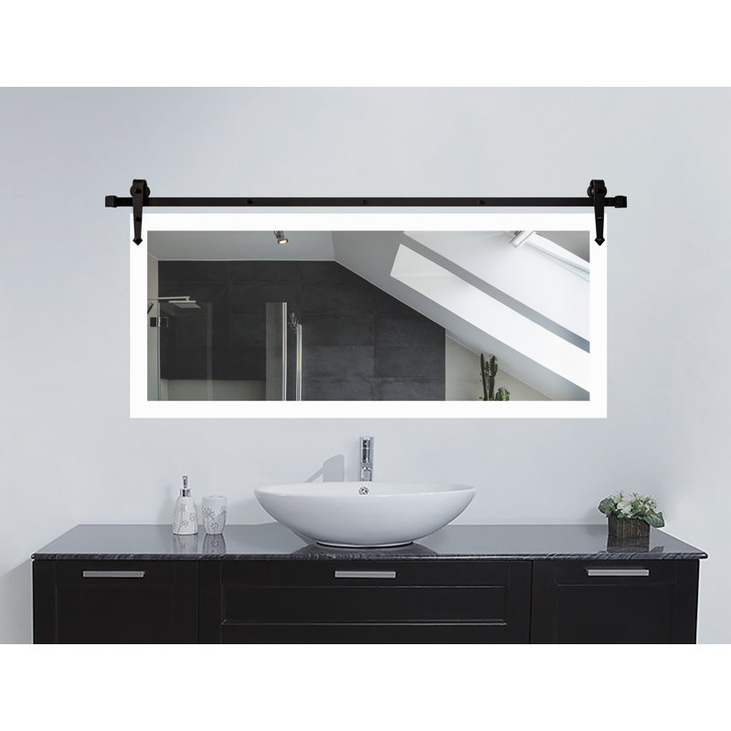Miroir de salle de bain singapour, H 30 po x l 53 po, Blanc satiné