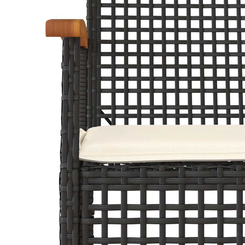 Alliona Rectangular Outdoor Table Set, Cream, Black, 4