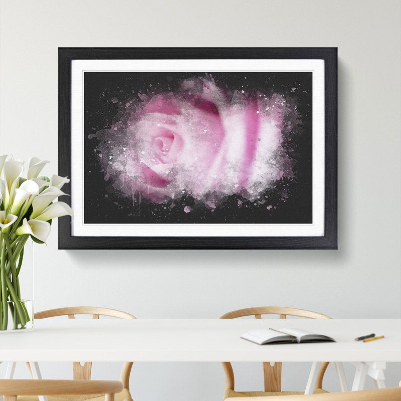 Pink Rose Flower Vol.1 - Picture Frame Graphic Art, Black Framed, 36cm H x 48cm W x 2cm D