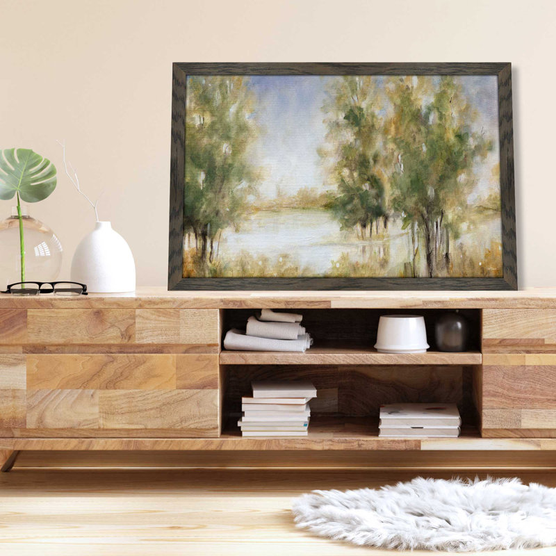 Waterway Grove par Carol Robinson - Peinture, L 27,5 po x H 21,5 po, Encadrement chocolat vieilli