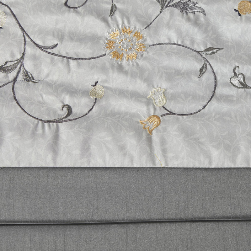 Polyester Embroidered Comforter Set 7 Piece, Yellow, Queen Comforter + 6 Additional Pieces