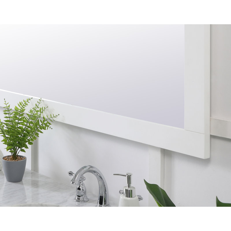 Metcalfe Solid And Engineered Wood Flat Wall Mirror, 36" x 72" , White