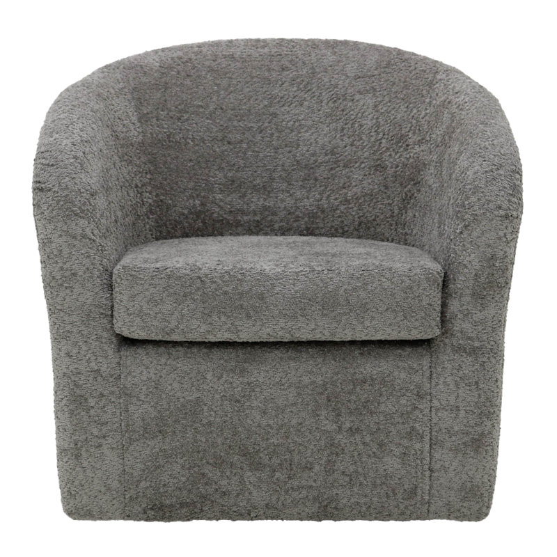 Upholstered Swivel Barrel Chair, Gray Polyester Blend