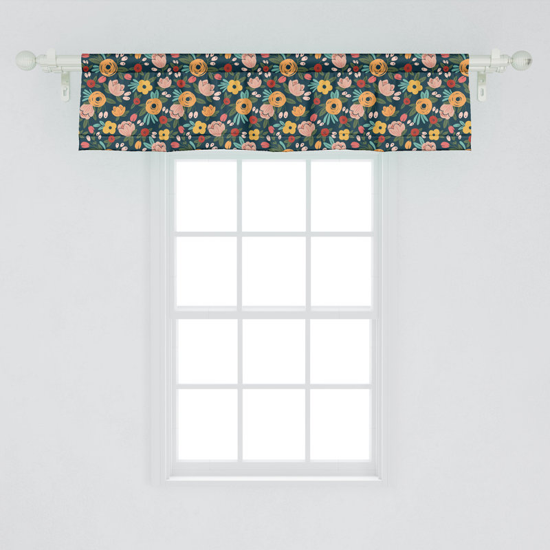 Multicolor Floral Satin Polyester Rod Pocket Valance Set