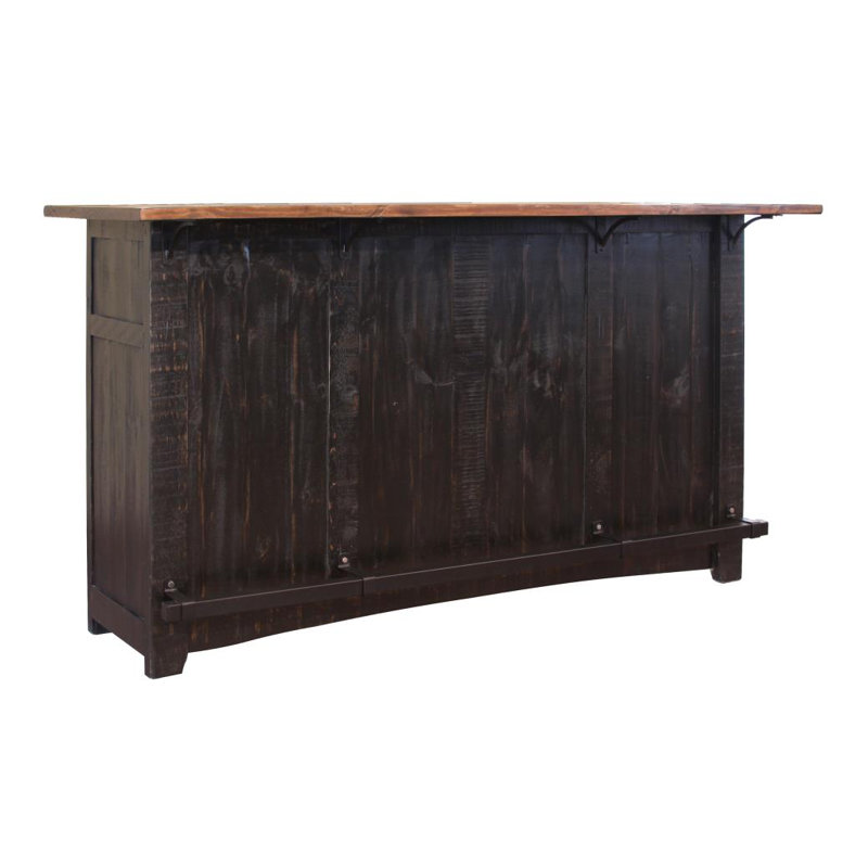 76'' Solid Wood Bar Cabinet, Black
