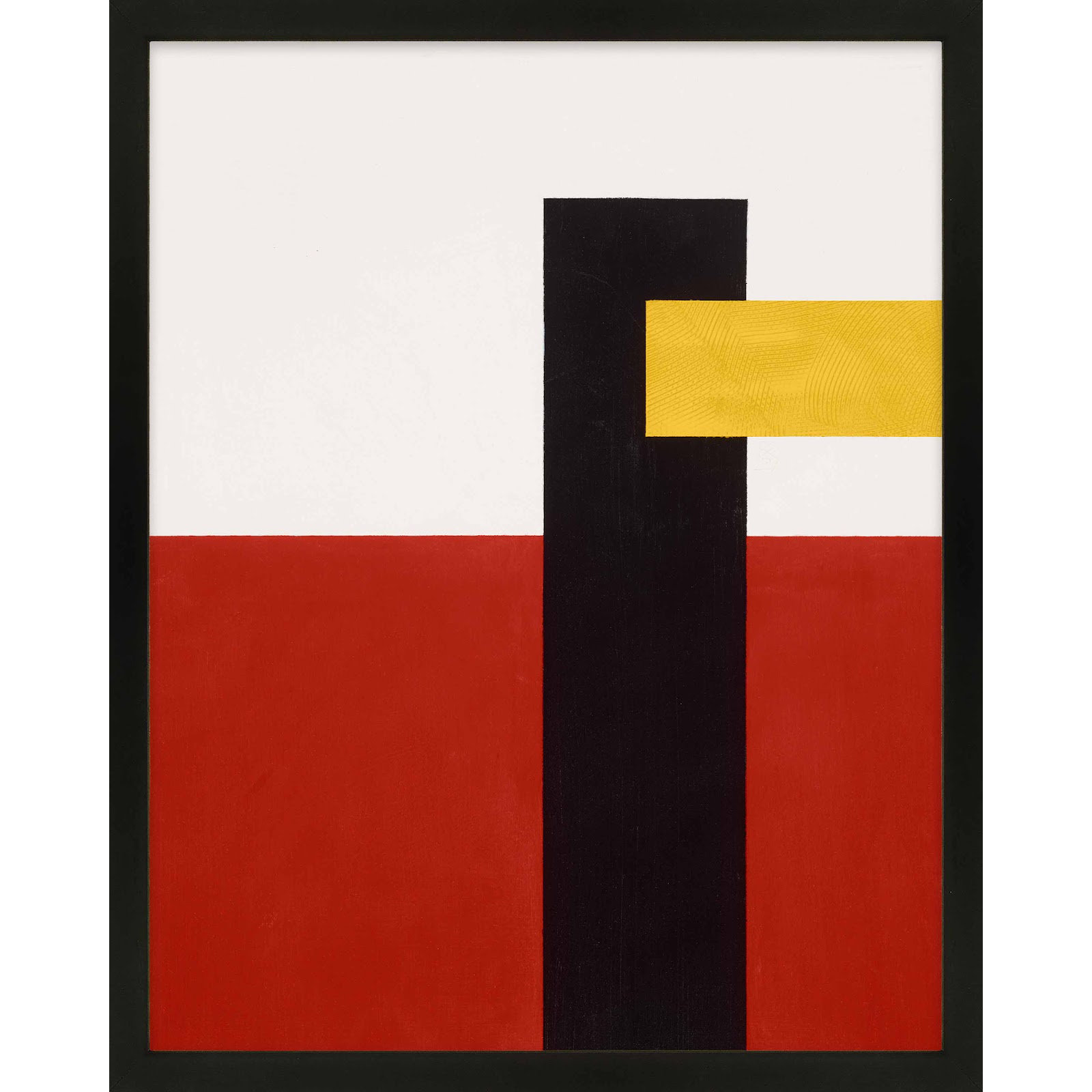 Composition With Yellow 4 by Robert Kamnatnik, Black Framed Paper, 30" H x 24" W x 1.25" D