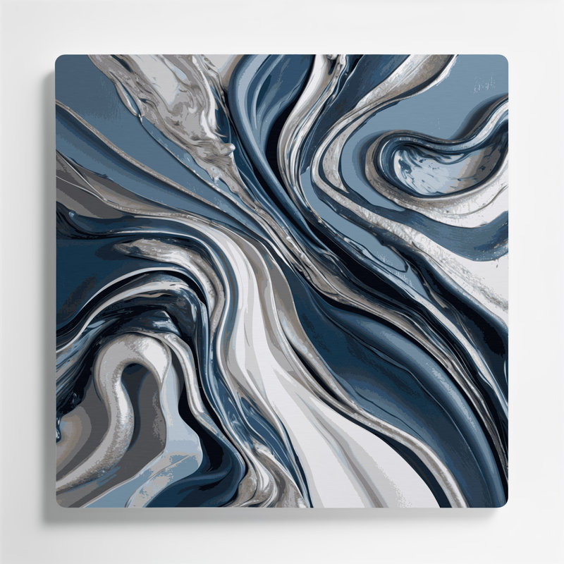 Abstrait fluide, art mural gris en métal 97, H 12 po x l 12 po