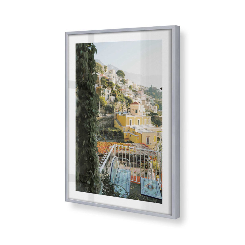 Impression de terrasse tranquille, Cadre simple en chrome poli poli, H 15,25 po x l 12,25 po x P 1,25 po