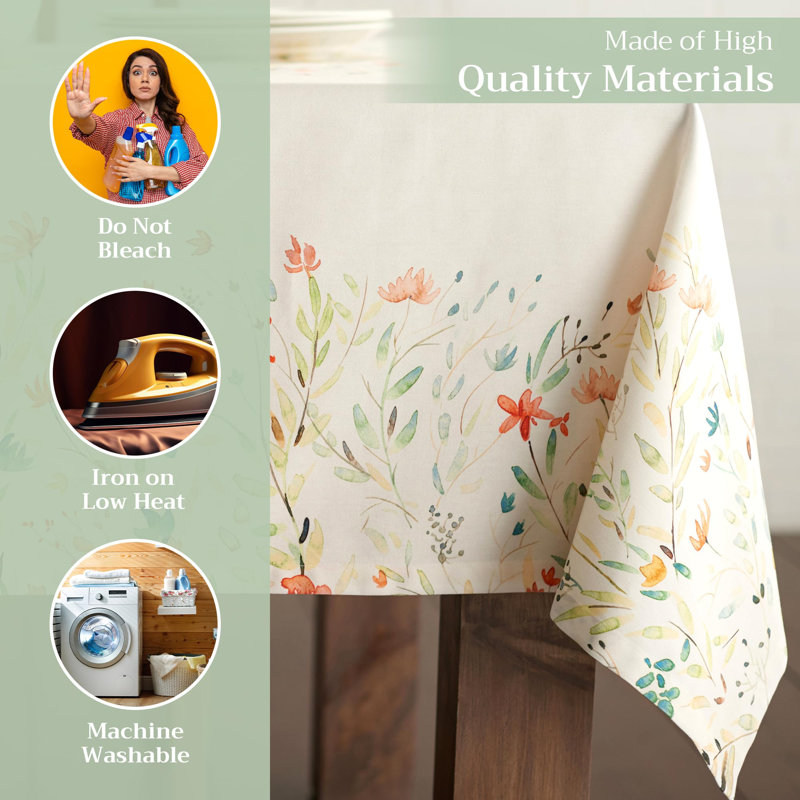 Maison d' Hermine Table Cloth Rectangle Table 100% Cotton 70 x 90 Inches Tablecloth Reusable Decorative for Dining Room Farmhouse Home Valentines Day Decorations Spring Summer - Colmar