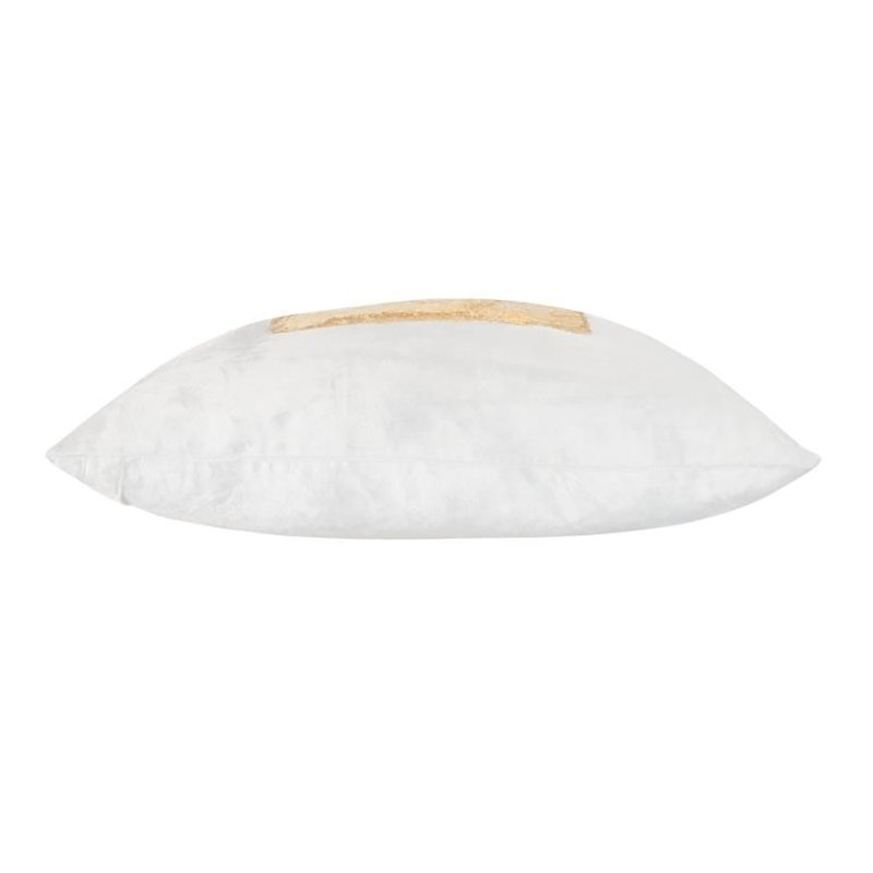 Verona Square Velvet Pillow Cover & Insert, Ivory/Gold