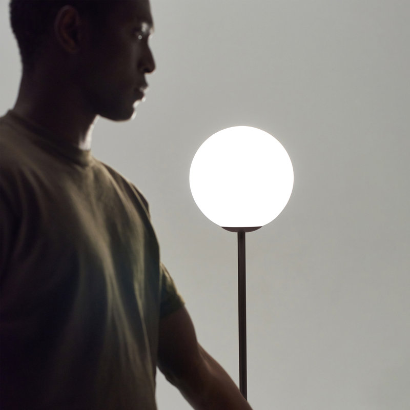 Luna 65" Bronze Modern LED Floor Lamp with Frosted Glass Globe