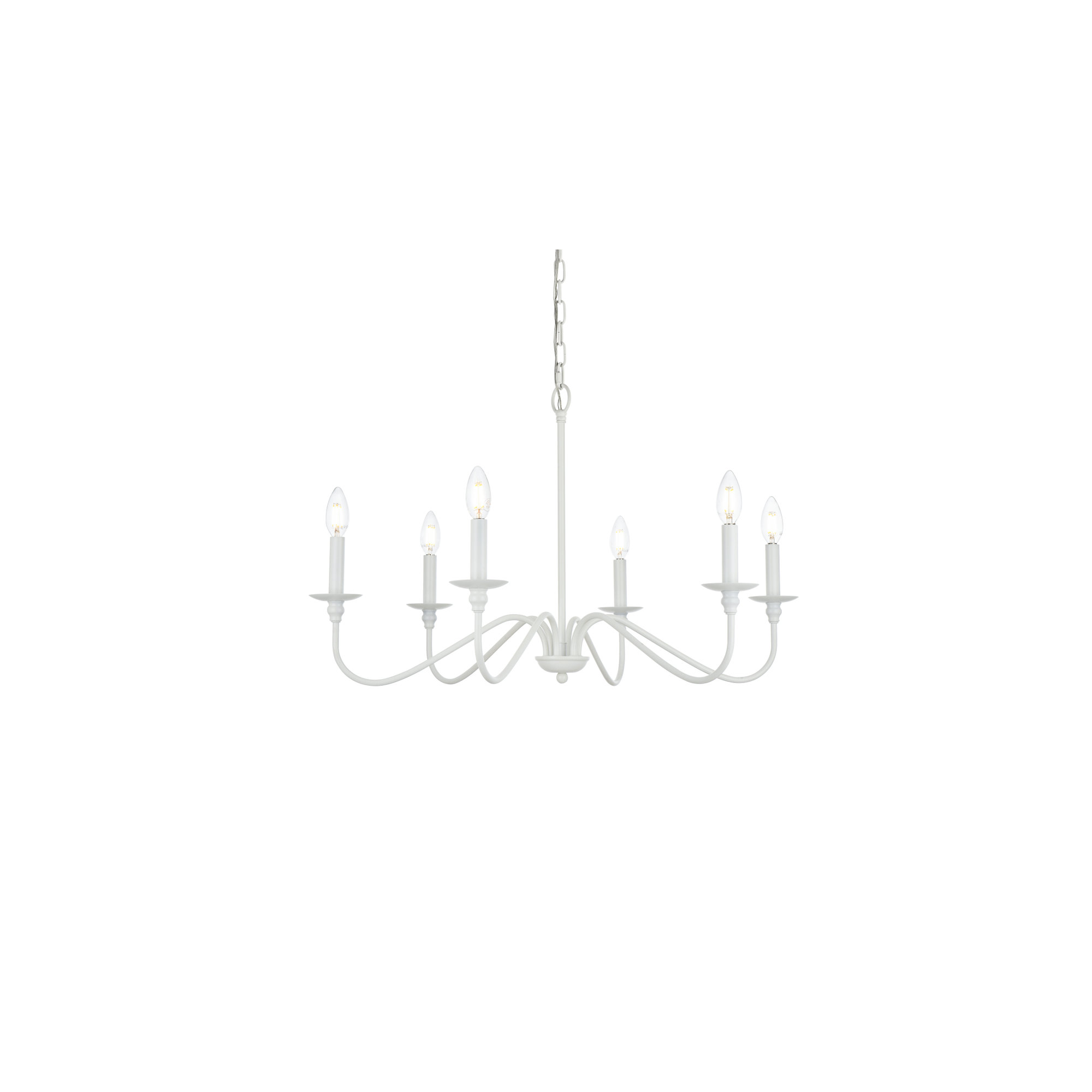 Ableton 6 - Light Candle Style Classic / Traditional Chandelier, White, 19" H x 36" W x 36" D