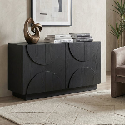 Hargett 4-Door Sideboard with Textured Semi-Circle Fronts & Adjustable Shelves