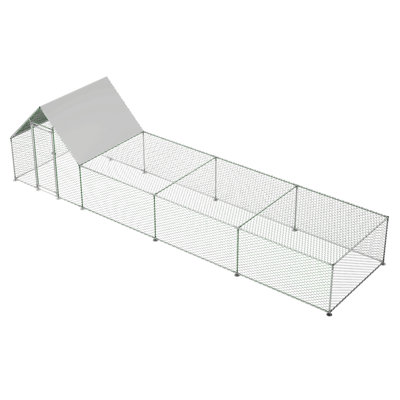 Metal Chicken Coop Run Backyard Hen House Poultry Habitat Cage W/Cover