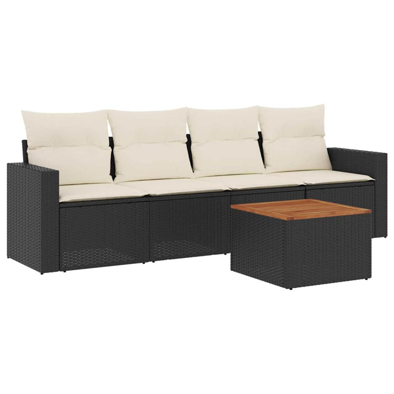 Ensemble de canapé de jardin Vidaxl noir, blanc crème