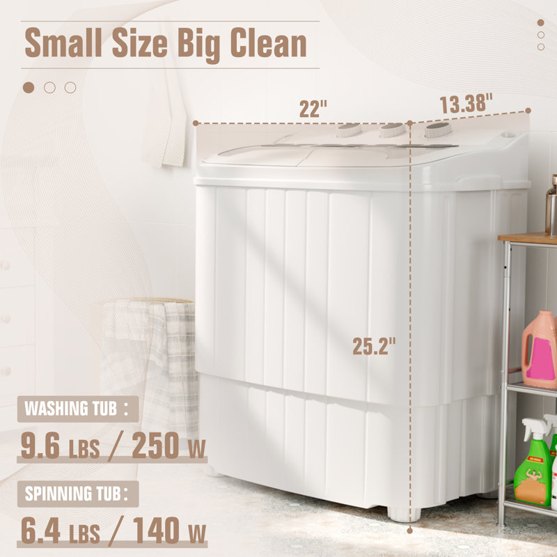 SUNCROWN 16LBS 4,6 pieds cubes cu. Combiné laveuse et sécheuse portative avec verrou de sécurité pour enfants, gris