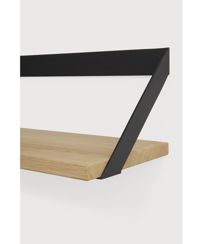 Ribbon Oak Solid Wood Floating Shelf, Black