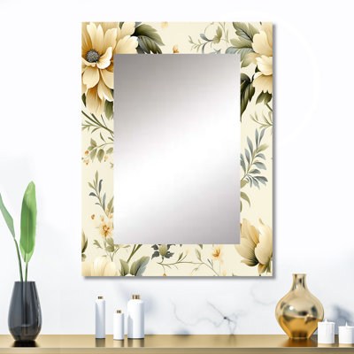Tabathe Minimalist Victorian Simplicity Victorian Pattern - Floral Wall Mirror, Floral Decorative Mirror, Printed Metal Art