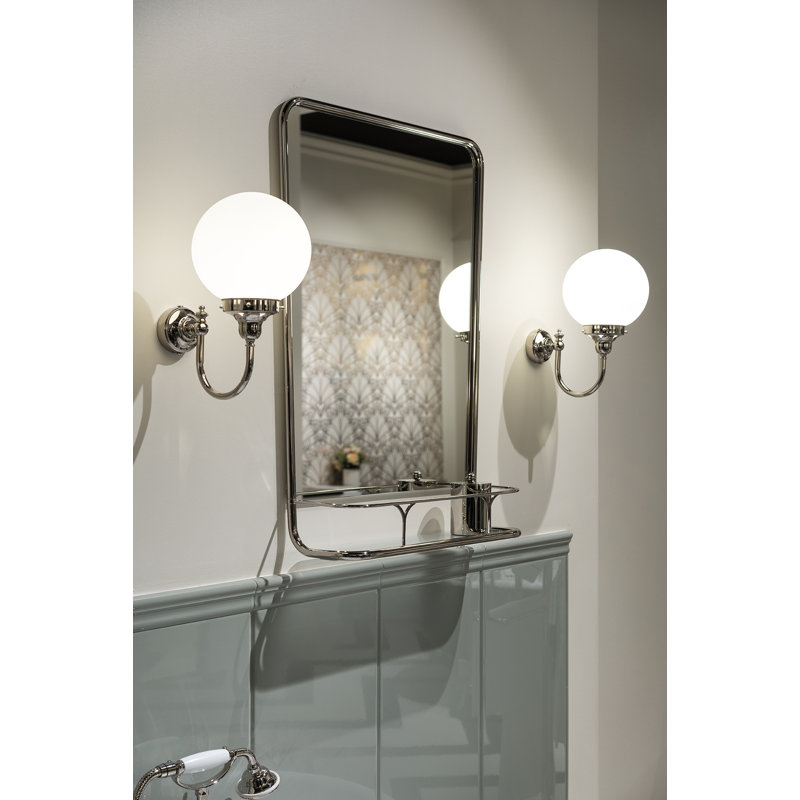Boogie Rectangle Brass Beveled Wall Mirror, Chrome