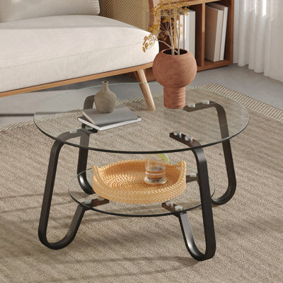 Rectangular Glass Coffee Table - Metal Frame - Minimalist