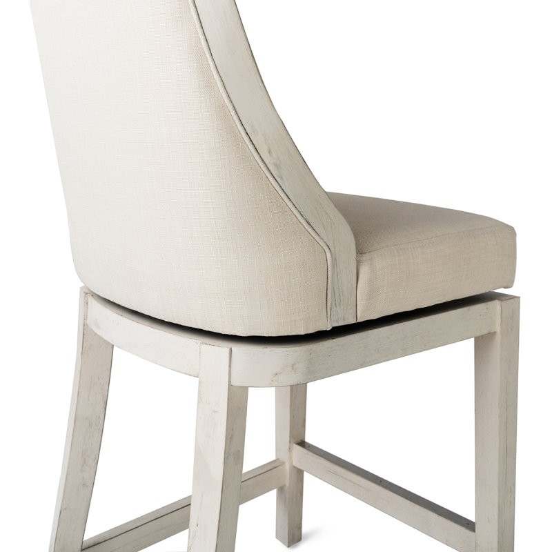 Vienna White Oak Swivel Bar Stool with Upholstered Seat