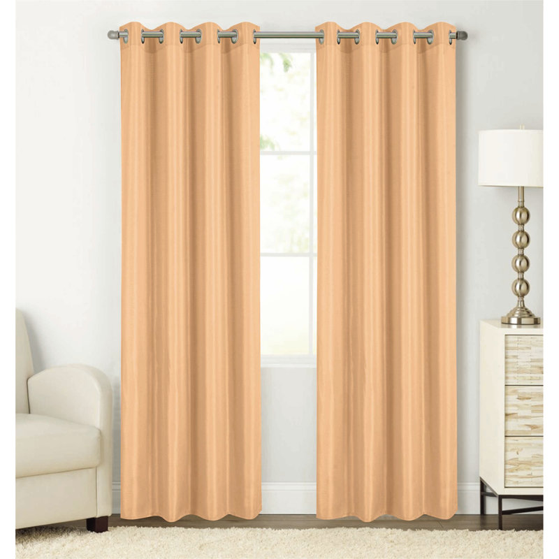 Baragrey Window Curtain With Grommets 90", Peach