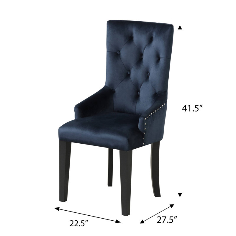 Navy Velvet Back Dining Chair, Sloped For A Stylish Space , Enhances Experience